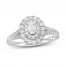 Neil Lane Diamond Engagement Ring 7/8 ct tw Oval/Round 14K White Gold