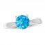 Swiss Blue Topaz Solitaire Ring Sterling Silver