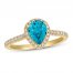 Le Vian Blue Topaz & Diamond Ring 1/3 ct tw 14K Honey Gold