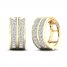 Men's Diamond Two-Row Huggie Hoop Earrings 1/2 ct tw Round-cut 10K Yellow Gold