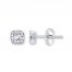 Diamond Earrings 1/8 ct tw Round/Baguette 10K White Gold