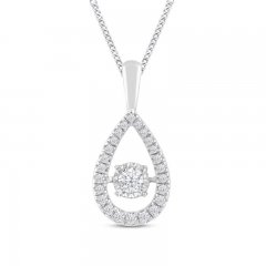 Unstoppable Love Diamond Pear Necklace 1/2 ct tw Round-cut 10K White Gold 19"