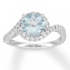 Neil Lane Aquamarine Engagement Ring 5/8 cttw Diamonds 14K Gold