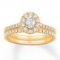 Diamond Bridal Set 5/8 ct tw Oval/Round 14K Yellow Gold