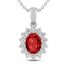 Lab-Created Ruby & White Lab-Created Sapphire Necklace Sterling Silver 18"