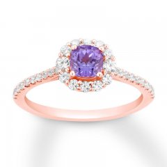 Tanzanite Engagement Ring 3/8 ct tw Diamonds 14K Rose Gold