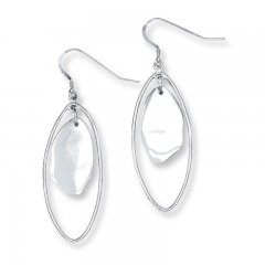 Oval Dangle Earrings Sterling Silver