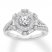 Diamond Engagement Ring 7/8 ct tw Round/Baguette 14K Gold