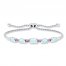 Bolo Bracelet Lab-Created Opal & Sapphire Sterling Silver