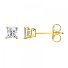 Diamond Solitaire Stud Earrings 3/8 ct tw Princess-cut 14K Yellow Gold