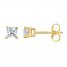 Diamond Solitaire Stud Earrings 3/8 ct tw Princess-cut 14K Yellow Gold