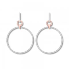 Diamond Circle Earrings 1 ct tw Round-cut 10K Two-Tone Gold