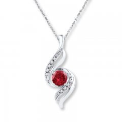 Lab-Created Ruby Diamond Accents Sterling Silver Necklace