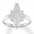 North-South Diamond Starburst Ring 1/4 ct tw 10K White Gold