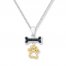 Dog Necklace 1/20 ct tw Black Diamonds Sterling Silver/10K Gold