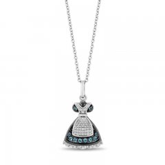 Disney Treasures Alice in Wonderland "Alice" Diamond/Blue Topaz Necklace 1/10 ct tw Sterling Silver 17"