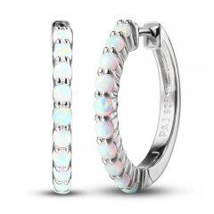 Lab-Created Opal Dainty Hoop Earrings Sterling Silver