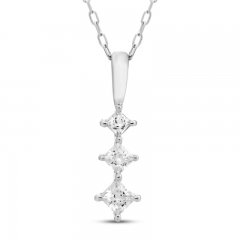 Diamond Drop Necklace 1/4 ct tw Princess-cut 10K White Gold 18"