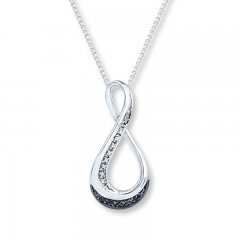 Diamond Infinity Necklace 1/20 cttw Black/White Sterling Silver