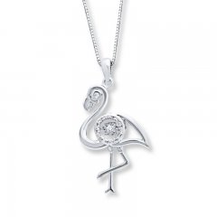 Unstoppable Love 1/20 ct tw Necklace Sterling Silver Flamingo