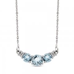 Aquamarine Necklace Diamond Accents 10K White Gold