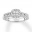 Diamond Engagement Ring 5/8 ct tw Princess/Round 14K White Gold