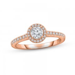 Diamond Engagement Ring 1/3 ct tw Round-cut 10K Rose Gold