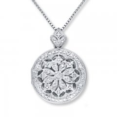 Locket Necklace 1/10 ct tw Diamonds Sterling Silver