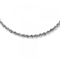 Rope Necklace 14K White Gold 30" Length