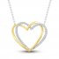 Diamond Heart Necklace 1/10 ct tw Round-cut 10K Yellow Gold & Sterling Silver 18"