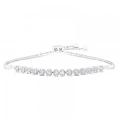 Diamond Bolo Bracelet 1/4 ct tw Round-cut Sterling Silver 6.85"