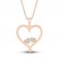 Diamond Heart Necklace 10K Rose Gold 18"