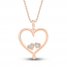 Diamond Heart Necklace 10K Rose Gold 18"