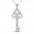 Diamond Key Necklace 1/6 ct tw Sterling Silver 18"