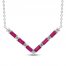 Lab-Created Ruby & White Lab-Created Sapphire Necklace Sterling Silver 18"