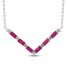 Lab-Created Ruby & White Lab-Created Sapphire Necklace Sterling Silver 18"