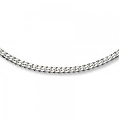 Men's Curb Link Necklace Sterling Silver 24" Length