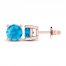 Swiss Blue Topaz Solitaire Earrings 10K Rose Gold