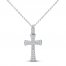 Diamond Cross Necklace 1/2 ct tw 10K White Gold 18"