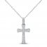 Diamond Cross Necklace 1/2 ct tw 10K White Gold 18"