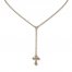 Diamond Cross Choker Necklace 1/6 ct tw 10K Yellow Gold Adj.