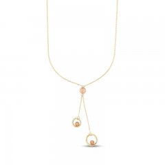 Circle Bead Necklace 14K Two-Tone Gold 17"