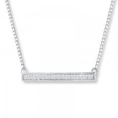 Diamond Bar Necklace 1/10 ct tw Round-cut Sterling Silver