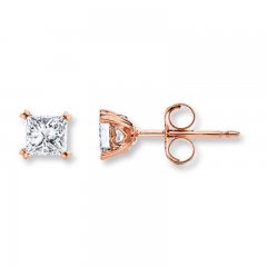 Diamond Earrings 1/4 ct tw Princess-cut 14K Rose Gold