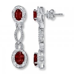 Garnet Earrings Diamond Accents Sterling Silver