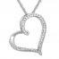 Diamond Heart Necklace 1/10 ct tw Round-cut 10K White Gold