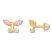 Children's Butterfly Earrings Cubic Zirconia 14K Yellow Gold