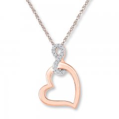 Heart Infinity Necklace 1/20 ct tw Diamonds 10K Rose Gold