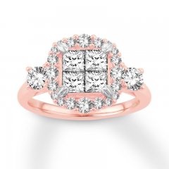 Diamond Engagement Ring 1-5/8 cttw Princess/Round 14K Rose Gold