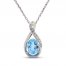 Swiss Blue Topaz & White Lab-Created Sapphire Necklace Sterling Silver 18"